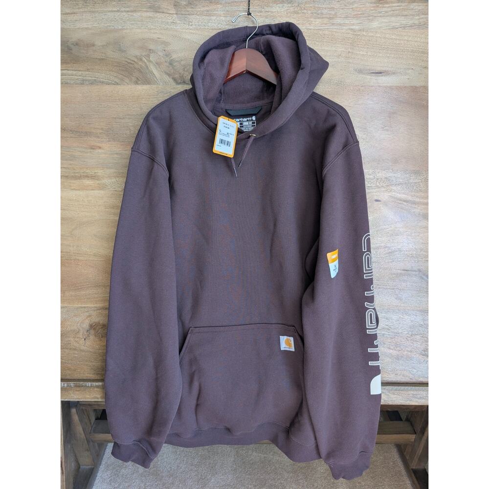 NWT Carhartt Hoodie Mens XL Tall Brown Long Sleeve Loose Fit Midweight K288-BB3
